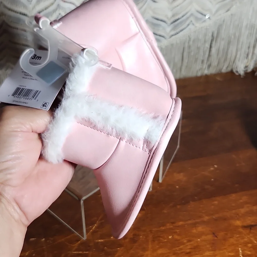 0-3M Child of Mine Carter's Pink Fuax Fur Boots